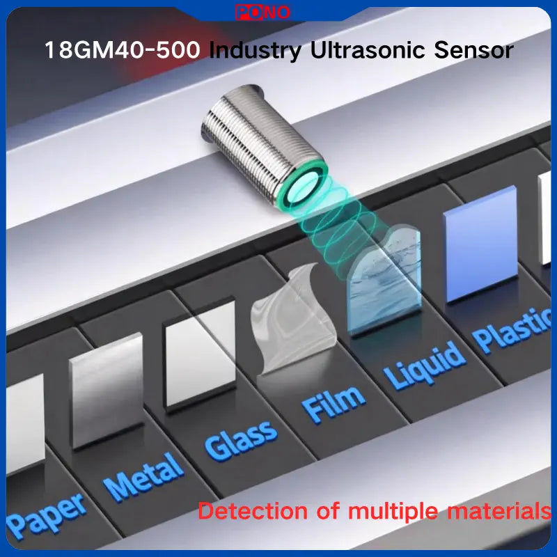 PONO Industrial Ultrasonic Sensor, Range 150/350/500mm, IP67