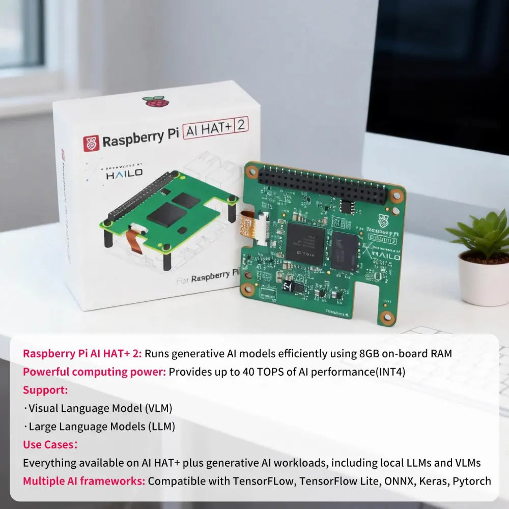 Hailo-10H AI HAT+2 40 TOPS for Raspberry Pi 5