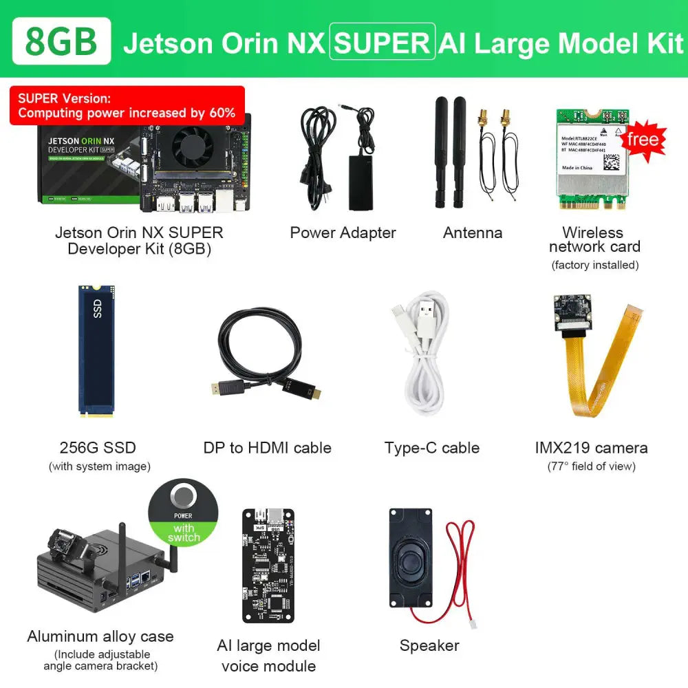 Jetson Orin NX Developer Kit 8GB RAM Super Version with NVIDIA Core Module-AI Large Model Developer Kit