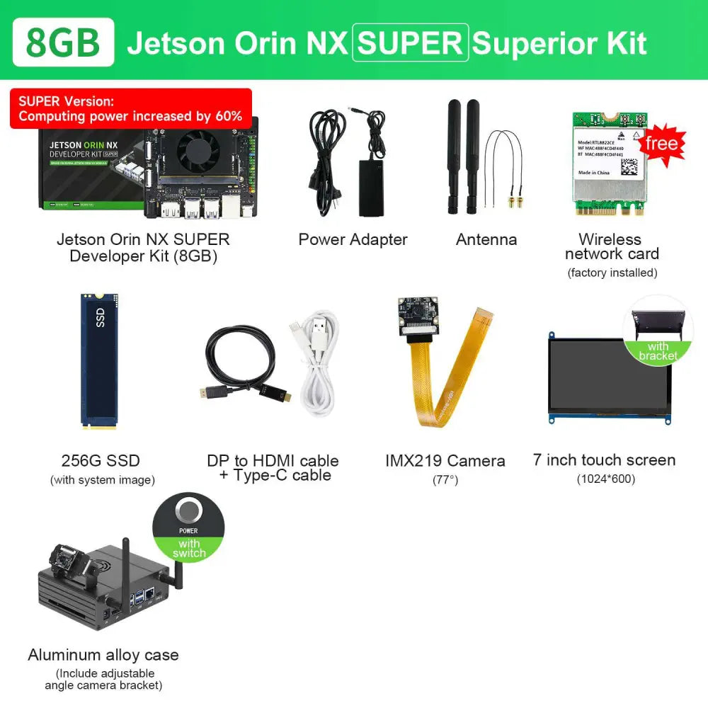 Jetson Orin NX Developer Kit 8GB RAM Super Version with NVIDIA Core Module for ROS AI Deep Learning-- Superior Kit