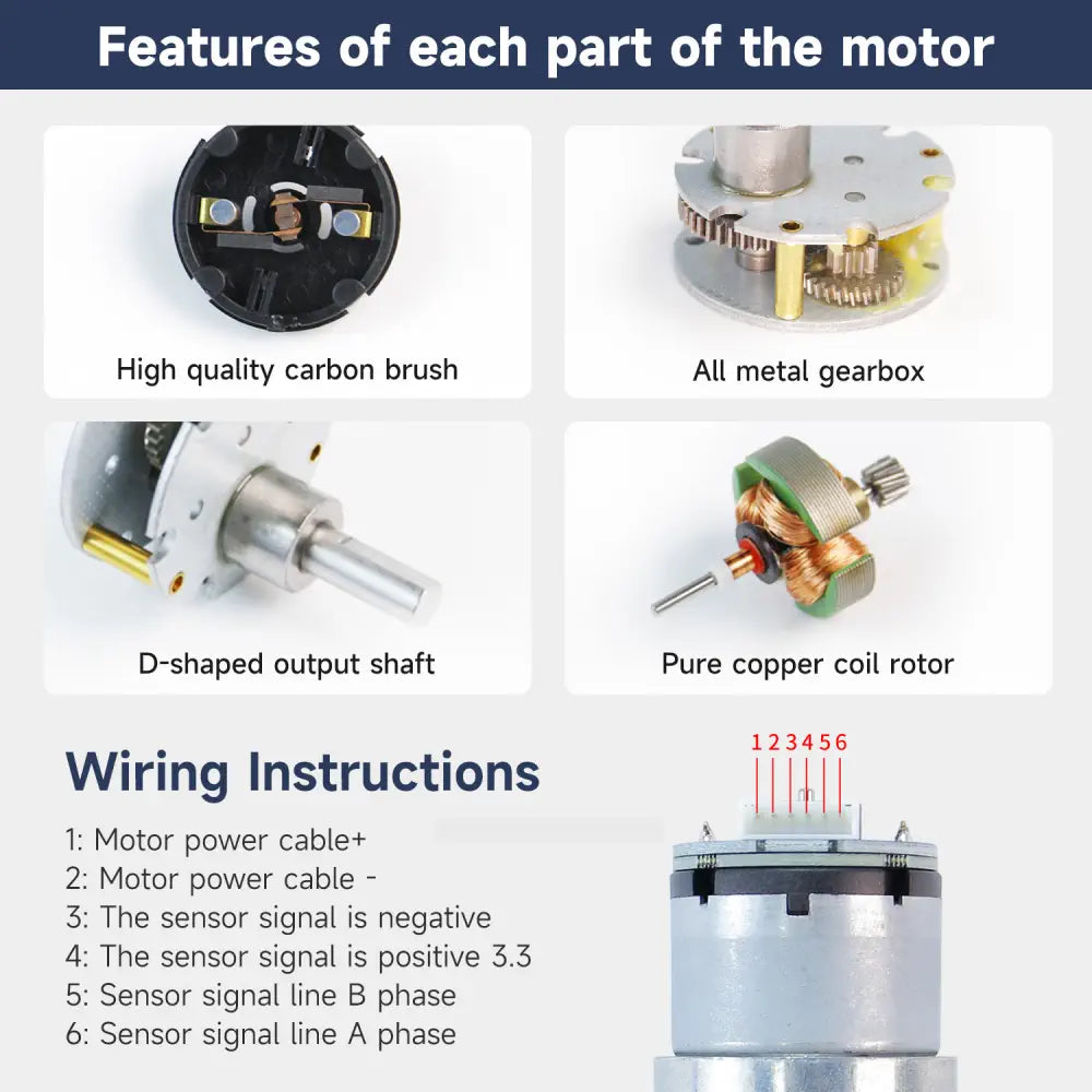 Yahboom 520 DC Gear Motor with Encoder 333RPM(1:30)-Motor+Bracket