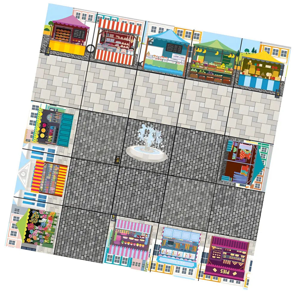 TTS Bee-Bot &amp; Blue-Bot Marketplace Mat 75 x 75 cm - STEM Learning Toy for Kids Students Classroom Coding Geography Grid Activity Teaching Aid