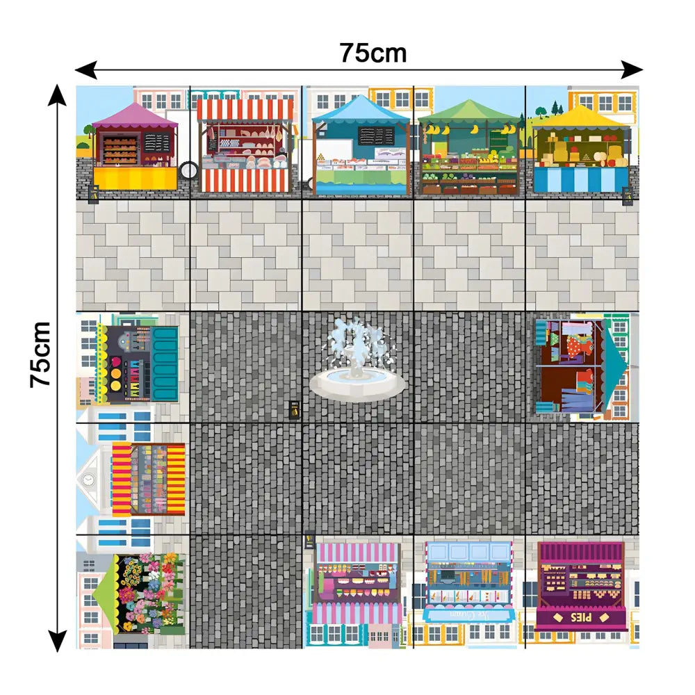 TTS Bee-Bot &amp; Blue-Bot Marketplace Mat 75 x 75 cm - STEM Learning Toy for Kids Students Classroom Coding Geography Grid Activity Teaching Aid
