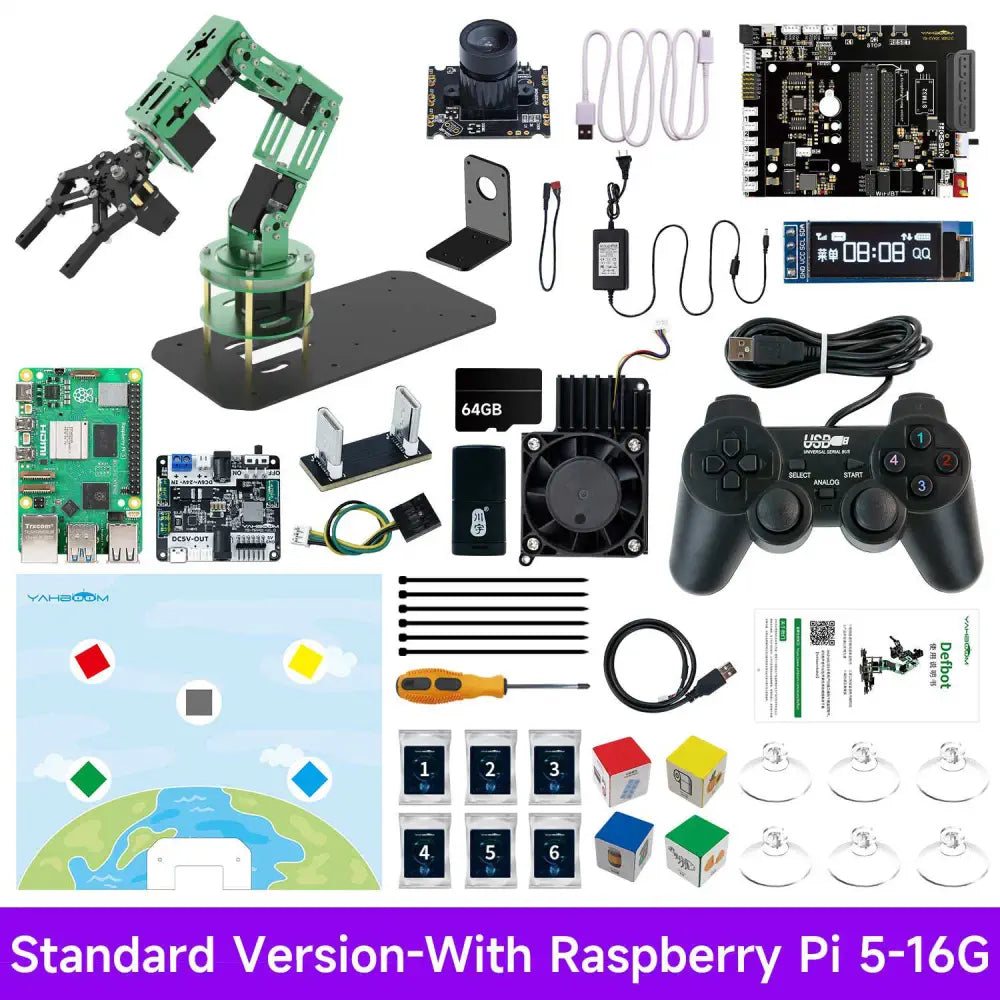 Yahboom DOFBOT ROS2 AI Large Model Vision Robotic Arm-Standard Version With Raspberry Pi 5 16GB Board