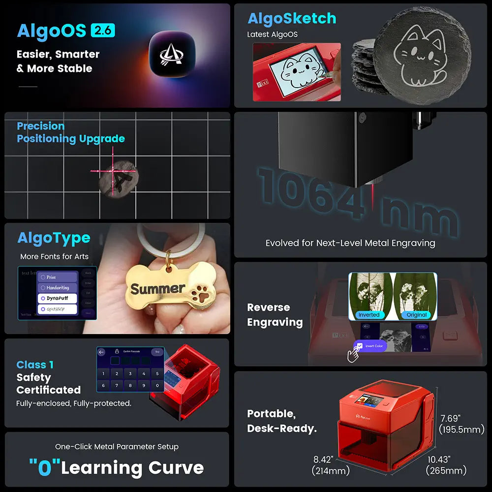 AlgoLaser Pixi 1.5W 1064nm Infrared Smart Laser Engraver with Enclosure