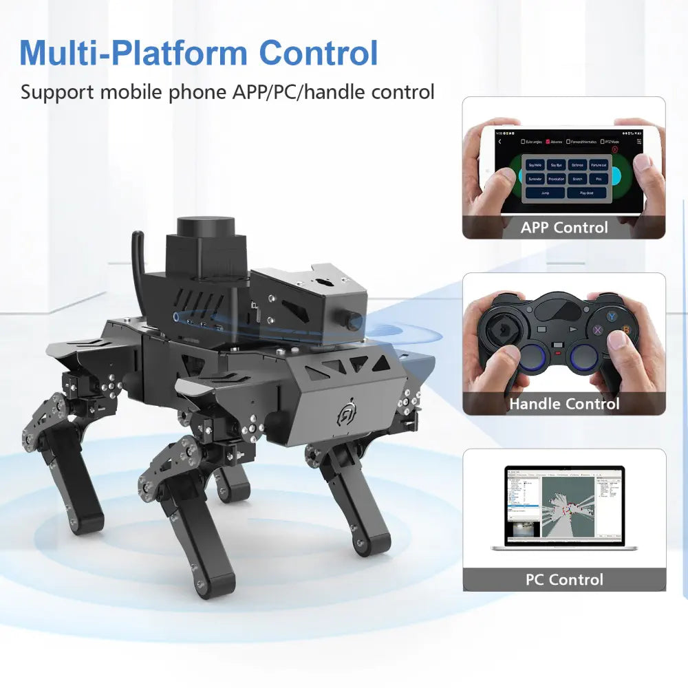 XiaoR GEEK Quadruped Robot with Al Vision Powered by Raspberry Pi Open Source Python Programming Robot Dog (Basic Version/ with Raspberry Pi 4 4GB)