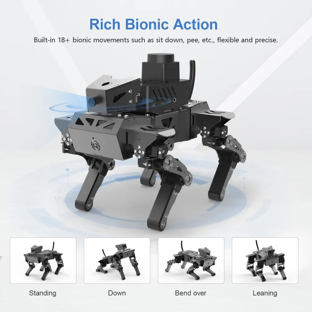XiaoR GEEK Quadruped Robot with Al Vision Powered by Raspberry Pi Open Source Python Programming Robot Dog (Basic Version/ with Raspberry Pi 4 4GB)