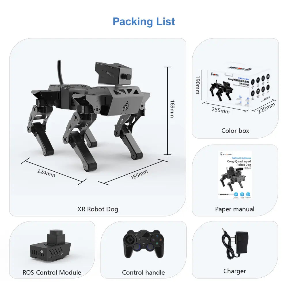 XiaoR GEEK Quadruped Robot with Al Vision Powered by Raspberry Pi Open Source Python Programming Robot Dog (Basic Version/ with Raspberry Pi 4 4GB)