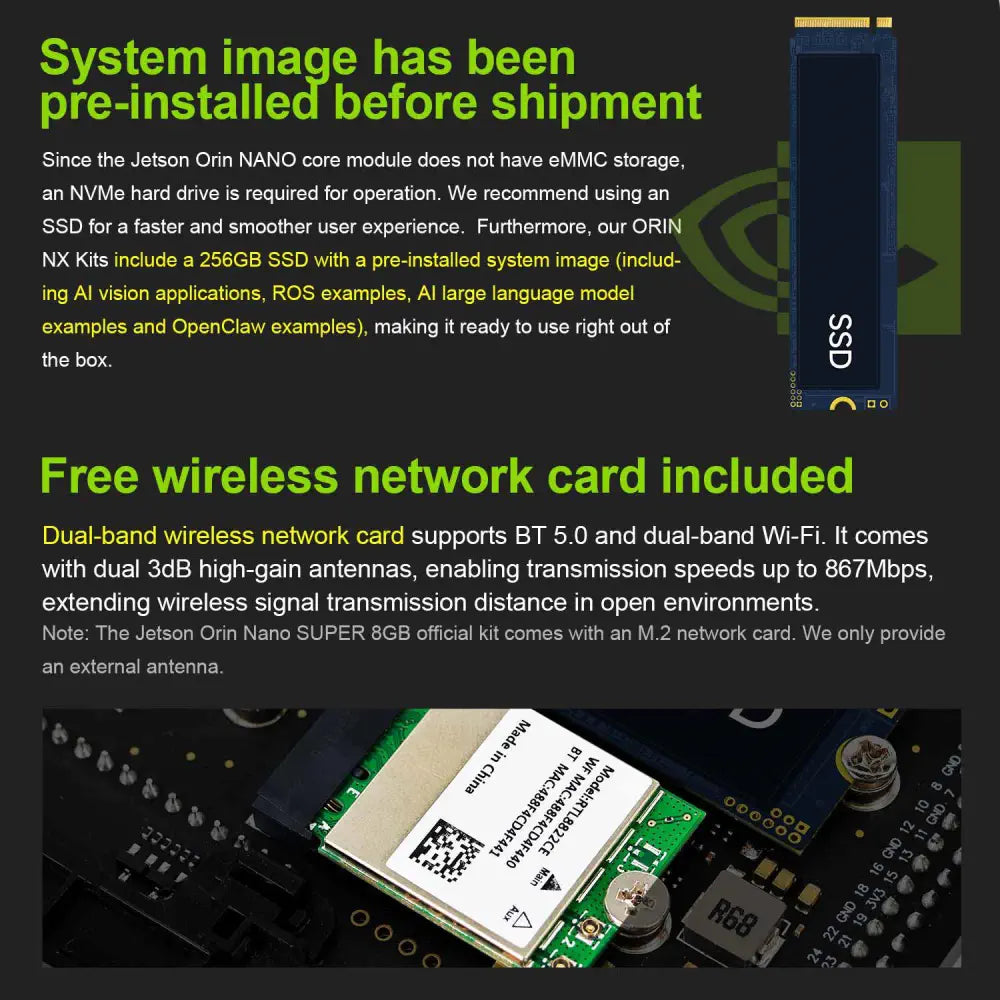 Jetson Orin NANO SUPER Developer Kit SUB with 8GB RAM Based On NVIDIA Core Module for AI Deep Learning(Superior Kit)