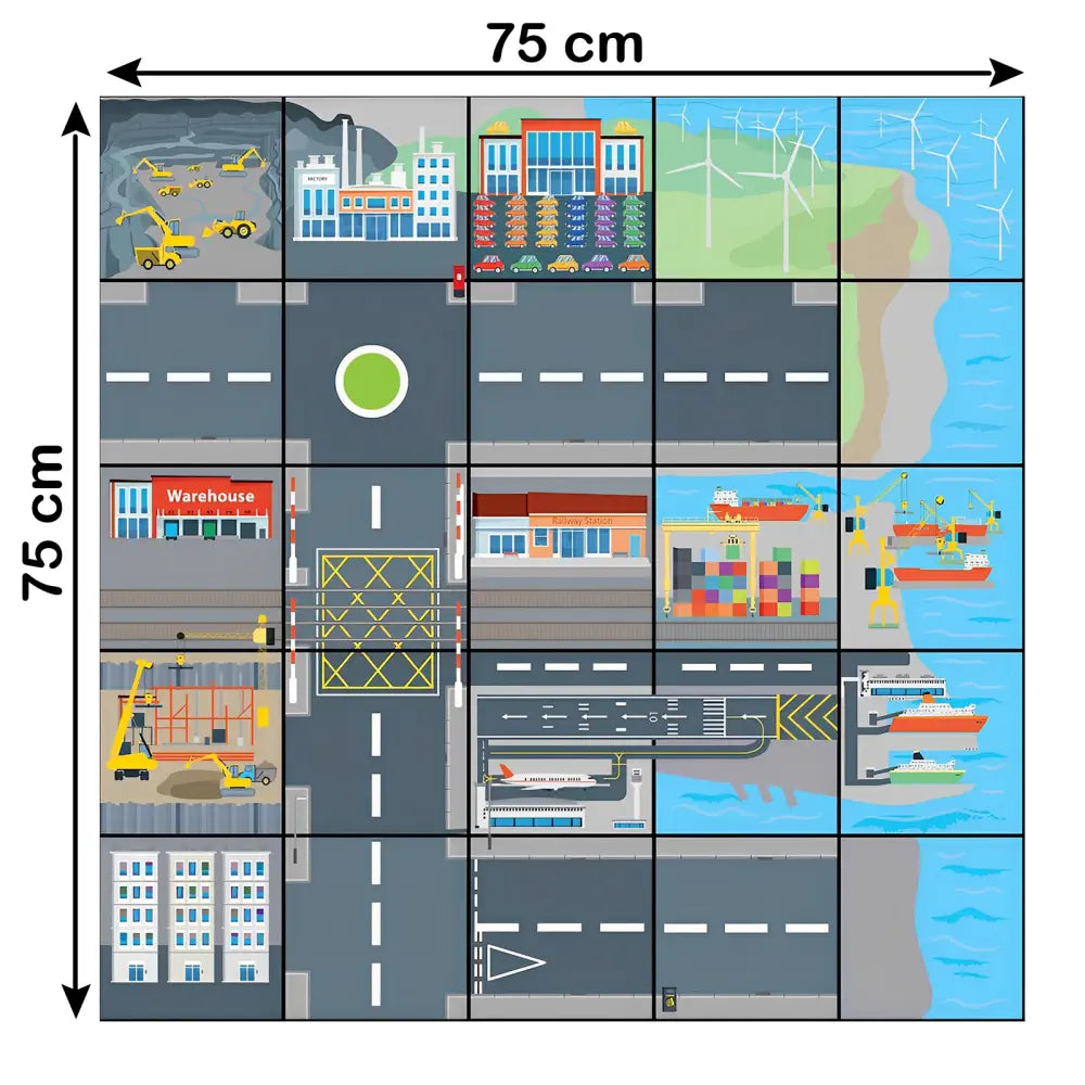 TTS Transport and Industry Mat 75×75 cm for Bee-Bot or Blue-Bot Coding Robot STEM Playmat Office, Home, School Classroom Actively Teaching Programming, Directions &amp; Logical Navigation