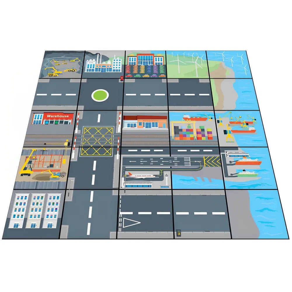TTS Transport and Industry Mat 75×75 cm for Bee-Bot or Blue-Bot Coding Robot STEM Playmat Office, Home, School Classroom Actively Teaching Programming, Directions &amp; Logical Navigation