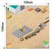 TTS Rugged Robot Construction Site Mat for STEM Coding Playmat Toys - Can Complement for Tuff-Bot, Bee-Bot, Blue-Bot, Loti-Bot, Oti-Bot - Home Classroom Learning Floor Mat -  120 x 120 cm