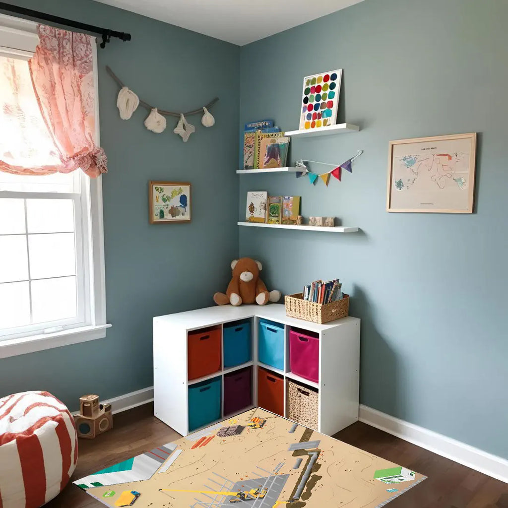 TTS Rugged Robot Construction Site Mat for STEM Coding Playmat Toys - Can Complement for Tuff-Bot, Bee-Bot, Blue-Bot, Loti-Bot, Oti-Bot - Home Classroom Learning Floor Mat -  120 x 120 cm