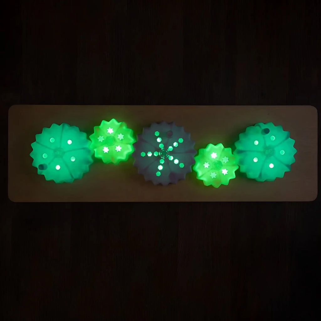 TTS Light Up Twist &amp; Turn Cog Board EY10971 Wooden Sensory STEM Activity Panel with LED Motion Gears Interactive Learning Resource