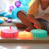 TTS Light Up Twist &amp; Turn Cog Board EY10971 Wooden Sensory STEM Activity Panel with LED Motion Gears Interactive Learning Resource