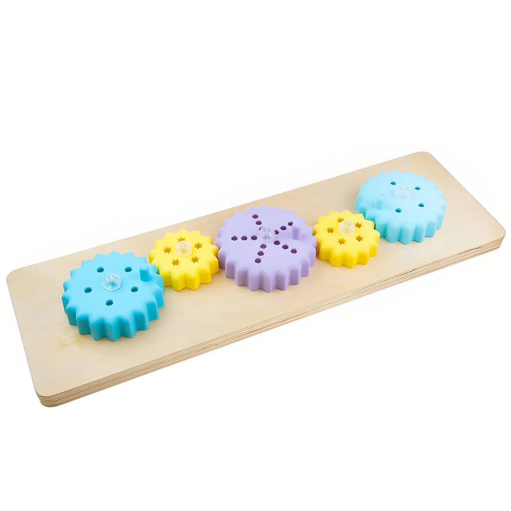 TTS Light Up Twist &amp; Turn Cog Board EY10971 Wooden Sensory STEM Activity Panel with LED Motion Gears Interactive Learning Resource