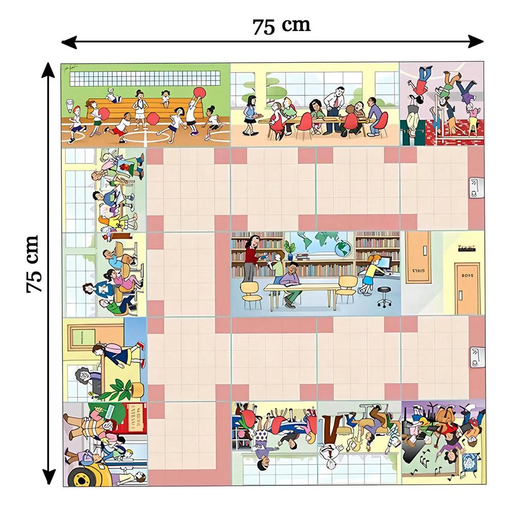 School Mat 75×75 cm for Bee-Bot &amp; Blue-Bot Durable Vinyl Floor Coding Playmat STEM Robotics Learning Aid for Sequencing &amp; Classroom Navigation