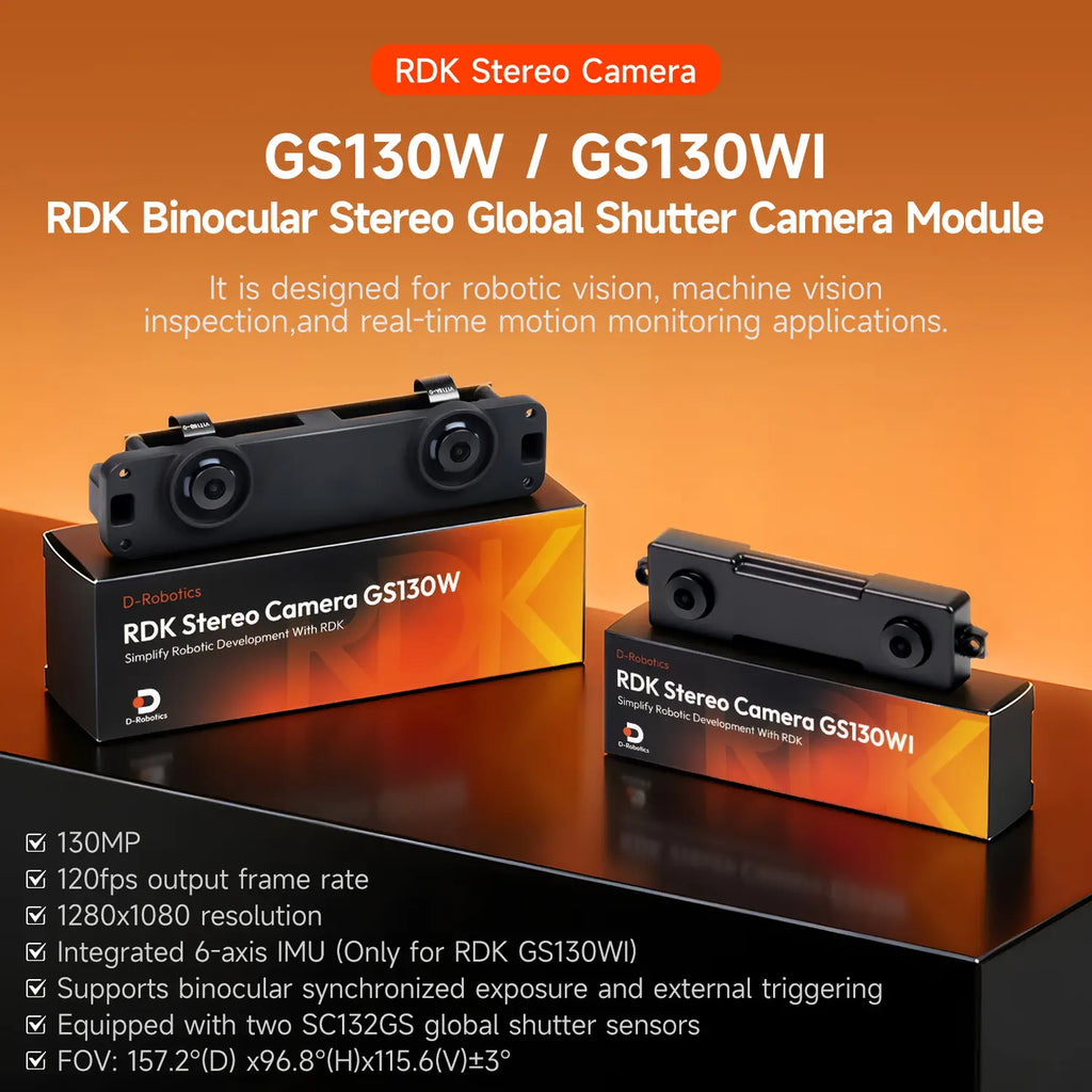 RDK GS130W Stereo Camera Module Binocular Global Shutter Camera For Robot Vision Inspection Applications