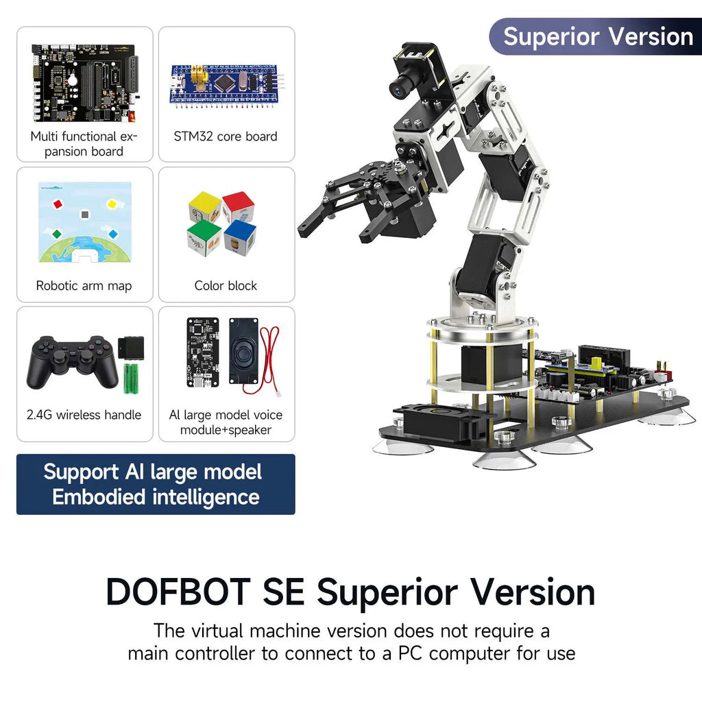 DOFBOT SE AI Vision Robotic Arm with ROS2 Python Programming (Virtual Machine system)-Superior Version