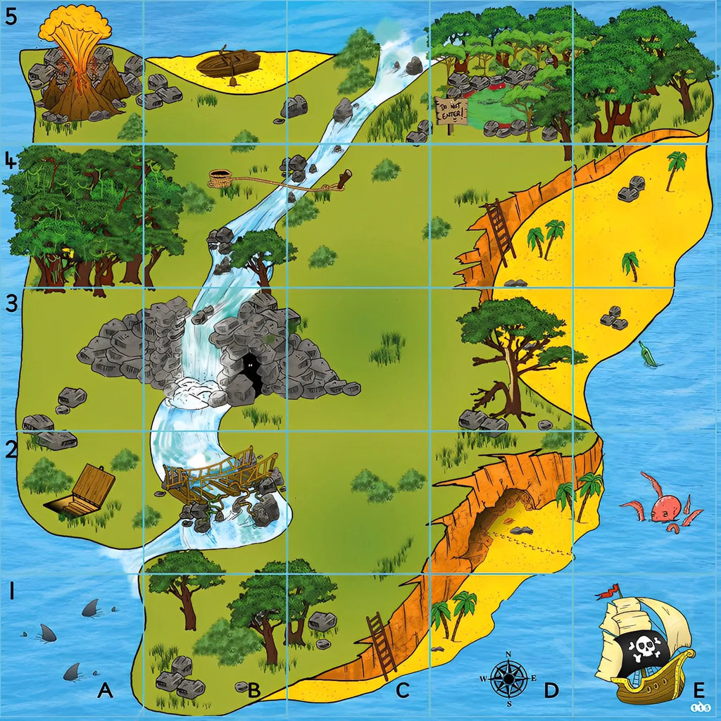 TTS Bee-Bot &amp; Blue-Bot Treasure Island Mat 75 x 75 cm - Coding Toy Robot Activity Playmat – STEM Education Classroom Learning Resource for School, Home &amp; Office Use