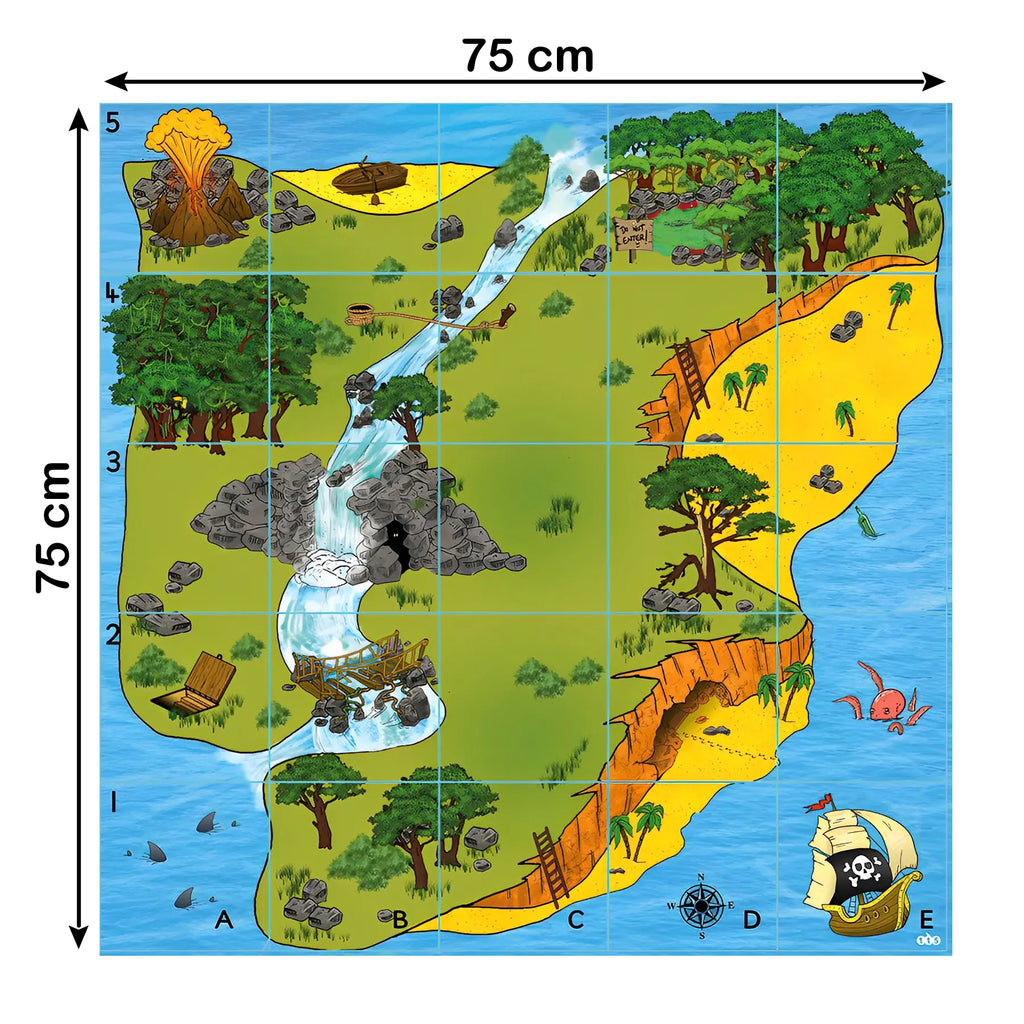 TTS Bee-Bot &amp; Blue-Bot Treasure Island Mat 75 x 75 cm - Coding Toy Robot Activity Playmat – STEM Education Classroom Learning Resource for School, Home &amp; Office Use