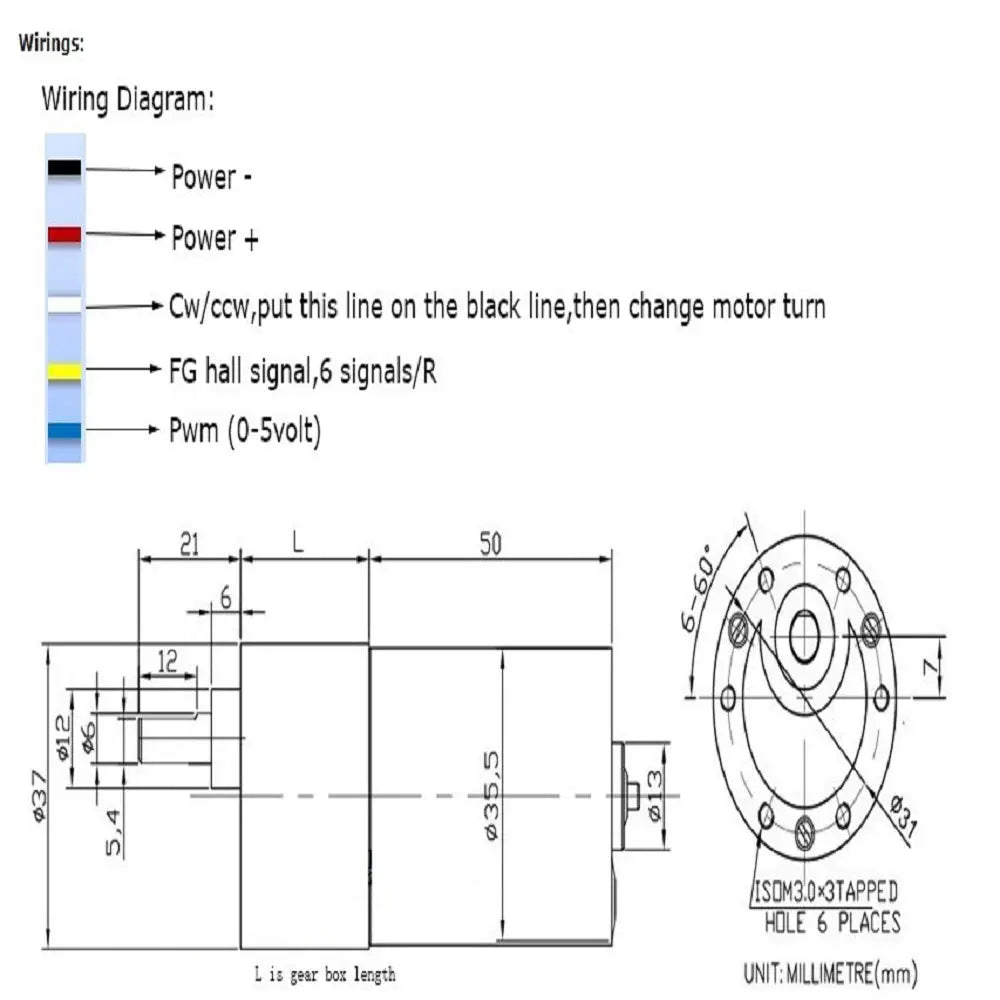 37D 12V 23RPM 3650 Brushless DC Geared motor