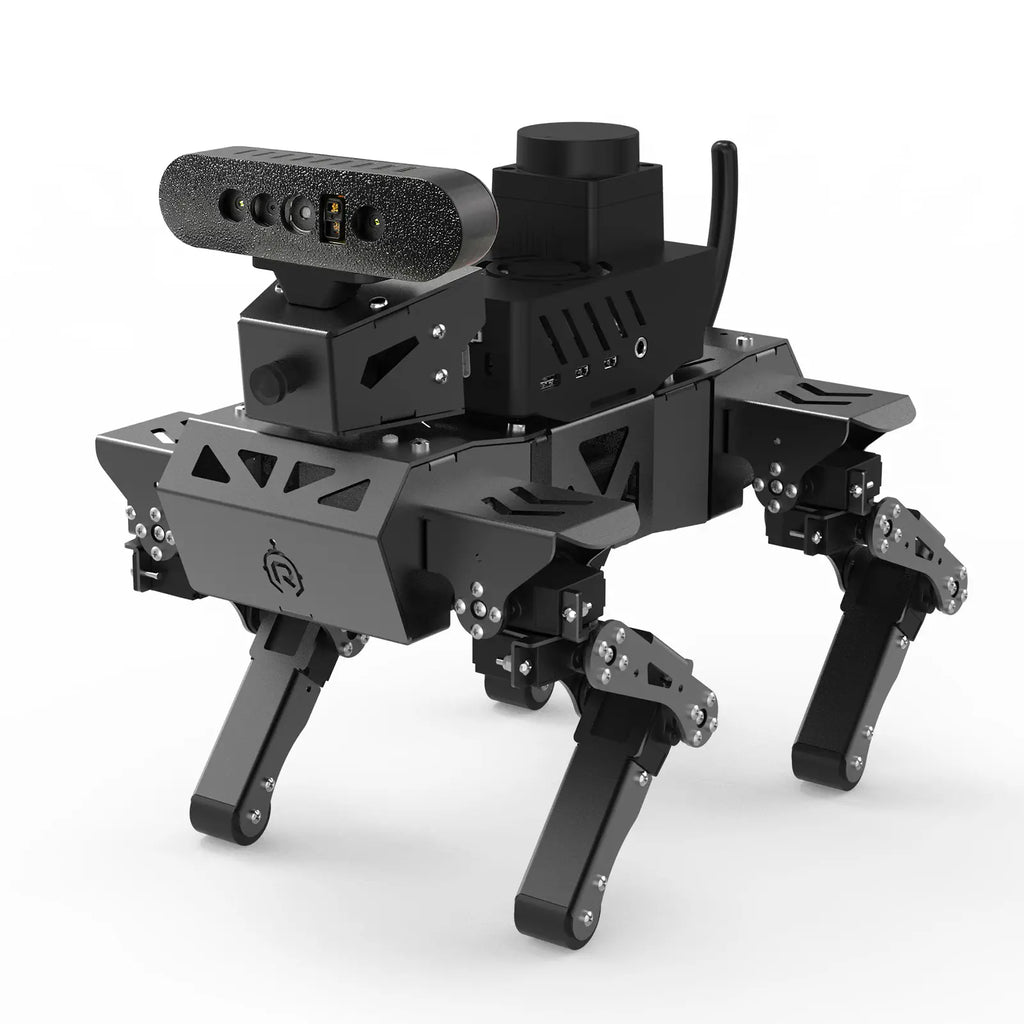 Quadruped Bionic Robot Dog Raspberry Pi AI Robot Kit with TOF Lidar SLAM Mapping and Navigation, 3D Depth Camera Face Recognition Target Tracking Open Source Programming Robot