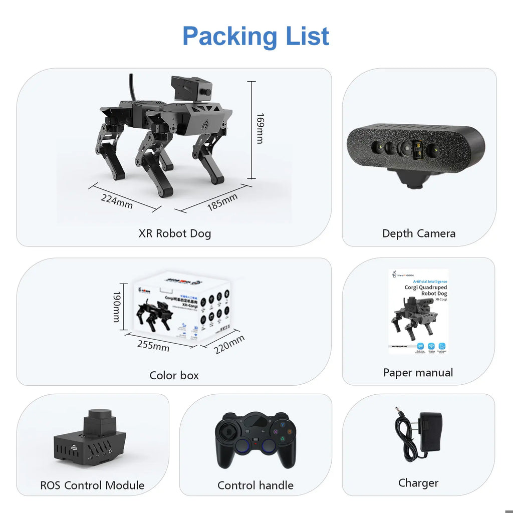 Quadruped Bionic Robot Dog Raspberry Pi AI Robot Kit with TOF Lidar SLAM Mapping and Navigation, 3D Depth Camera Face Recognition Target Tracking Open Source Programming Robot