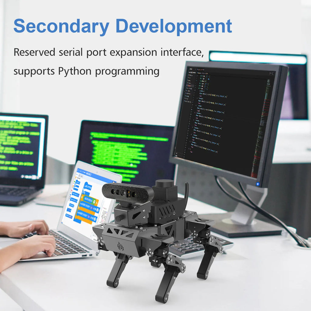 Quadruped Bionic Robot Dog Raspberry Pi AI Robot Kit with TOF Lidar SLAM Mapping and Navigation, 3D Depth Camera Face Recognition Target Tracking Open Source Programming Robot
