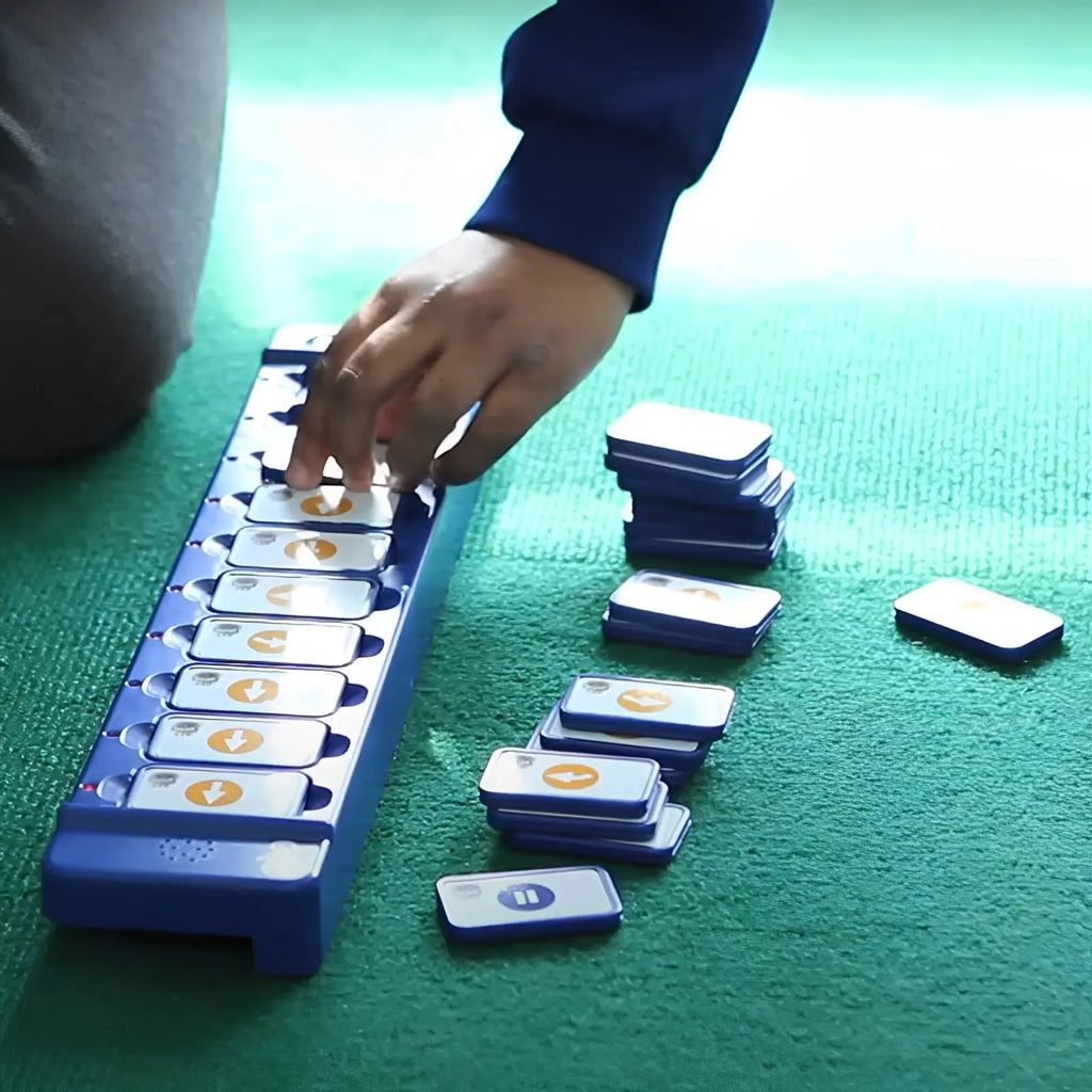 TTS 10 pcs Blue-Bot STEM Coding Toy Robots Bundle + Tactile Code Reader w/ 25 Blue-Bot Tiles, Educational Rechargeable Robotics for Classroom, School, Office &amp; Home Learning