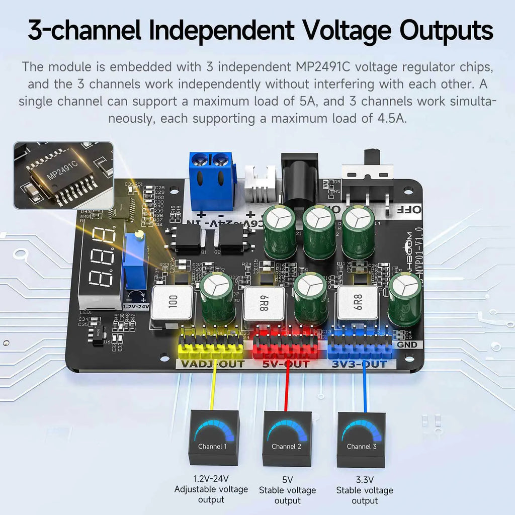 Yahboom Adjustable voltage reduction and stabilization module built on MP2491C with T-Plug Cable
