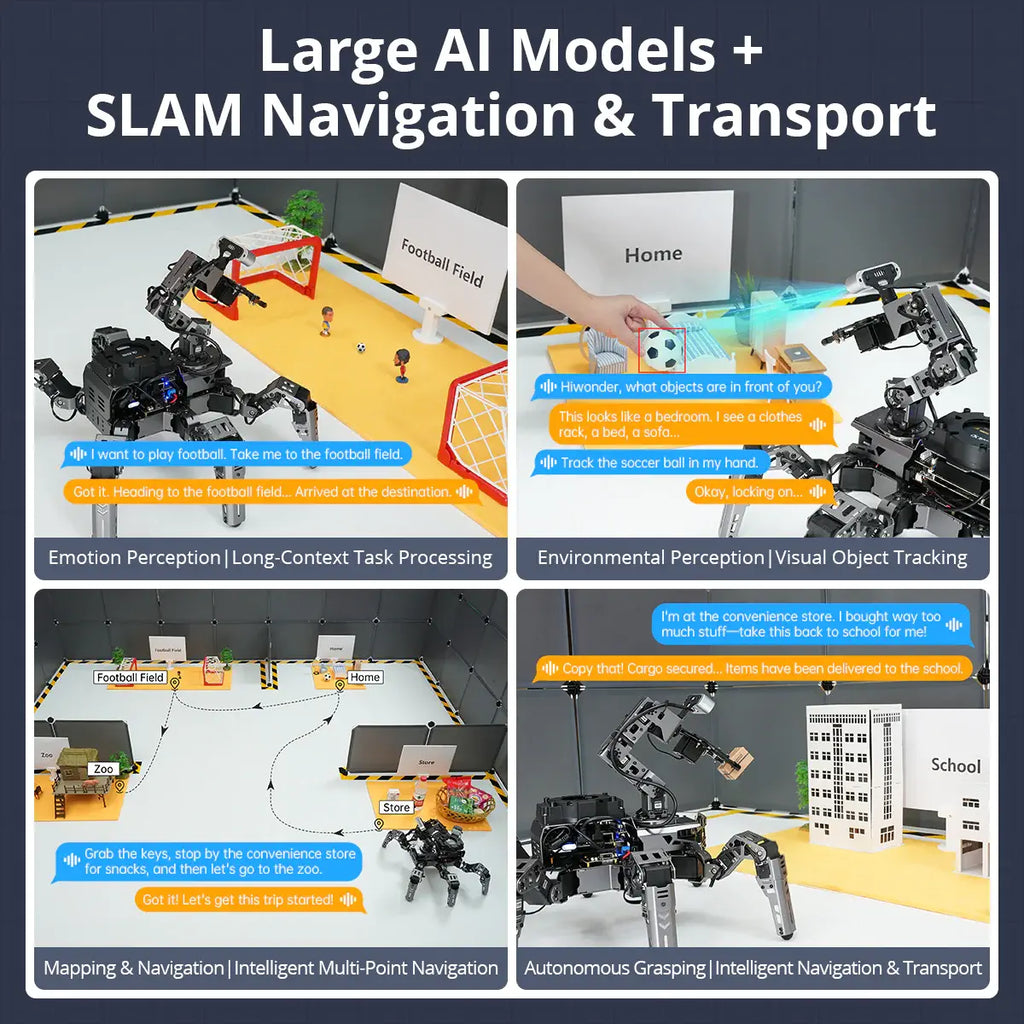 ROSpider ROS2 Hexapod Robot with Jetson/Raspberry Pi, Multimodal Large AI Models, ChatGPT, 3D Vision, SLAM Mapping &amp; Navigation (Starter kit without Controller)