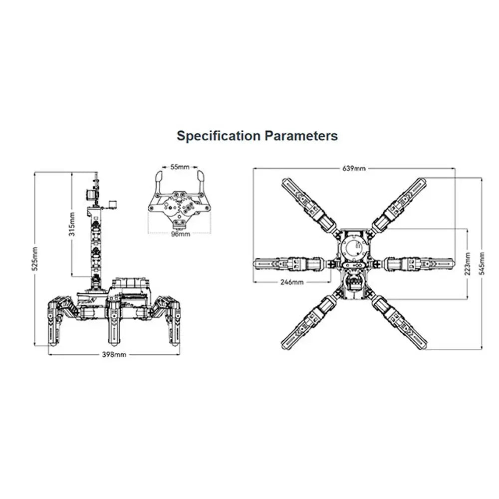 ROSpider ROS2 Hexapod Robot with Jetson/Raspberry Pi, Multimodal Large AI Models, ChatGPT, 3D Vision, SLAM Mapping &amp; Navigation (Standard kit without Controller)