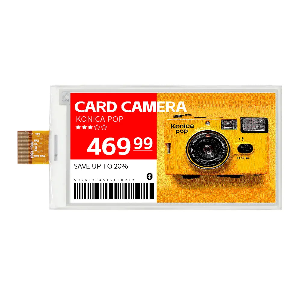 DKE 3.1-Inch Tri-Color Electronic Shelf Label (ESL) E-Paper, 168x296 ...