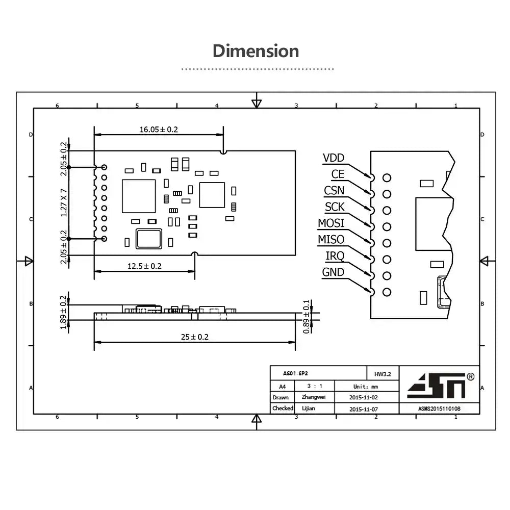 AS01-SP2 Low power and cost wireless nrf24l01 2.4g lora radio frequency module