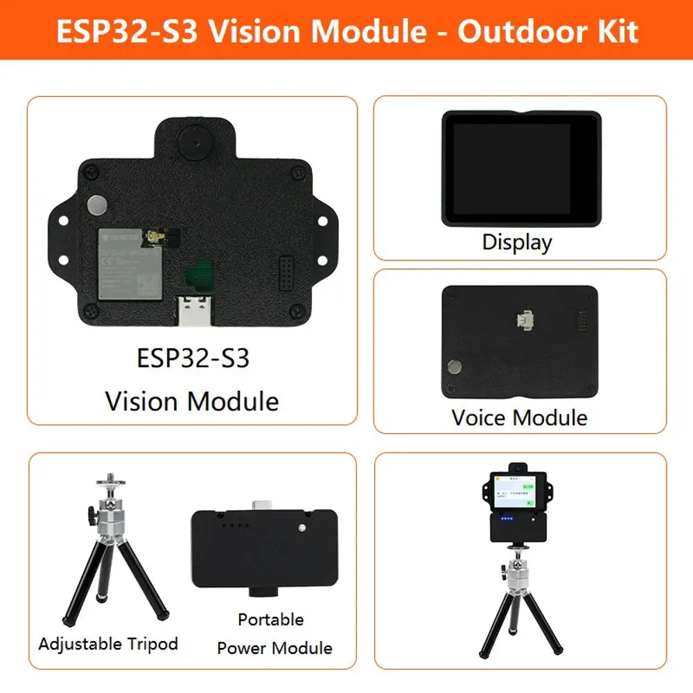 XiaoR GEEK ESP32-S3 Vision Module With Adjustable Tripod and Portable Power Module(GC2145 Camera)