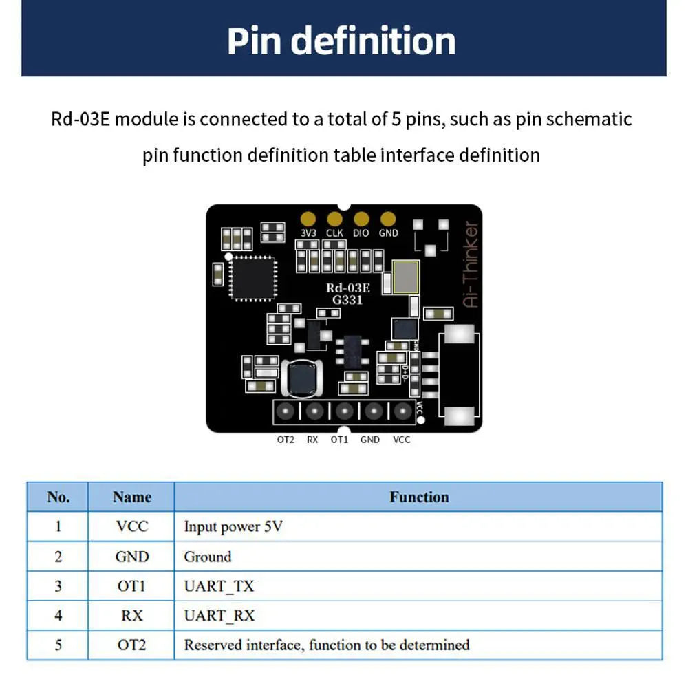 24G human body mobile precision ranging positioning module/gesture recognition radar sensor module Rd-03E