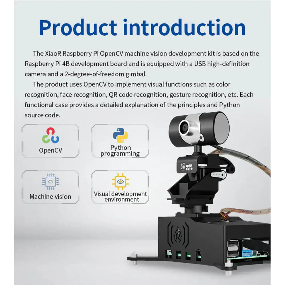 XiaoR GEEK Raspberry Pi OpenCV Visual Smart robot gimbal/PTZ Development Kits(Raspberry Pi  5 4GB  - Basic Version)
