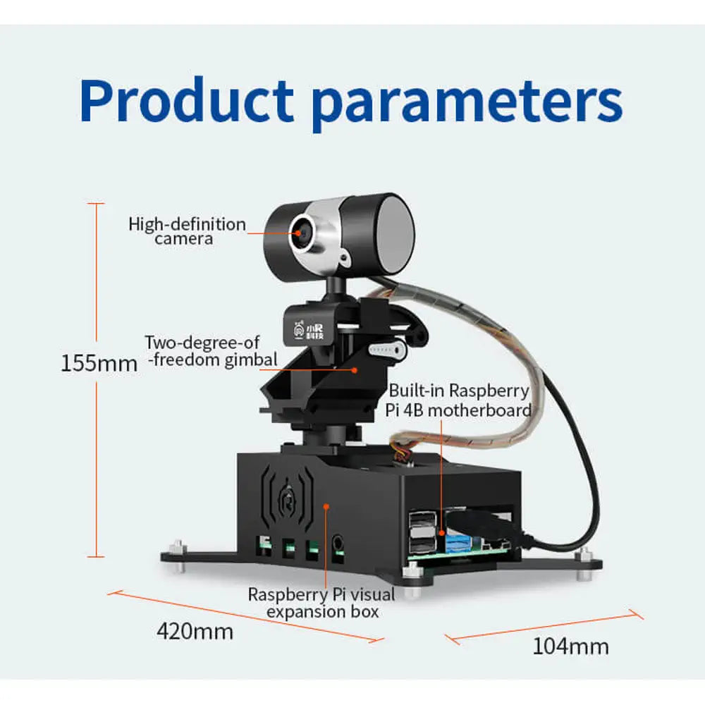 XiaoR GEEK Raspberry Pi OpenCV Visual Smart robot gimbal/PTZ Development Kits(Raspberry Pi  5 4GB  - Basic Version)