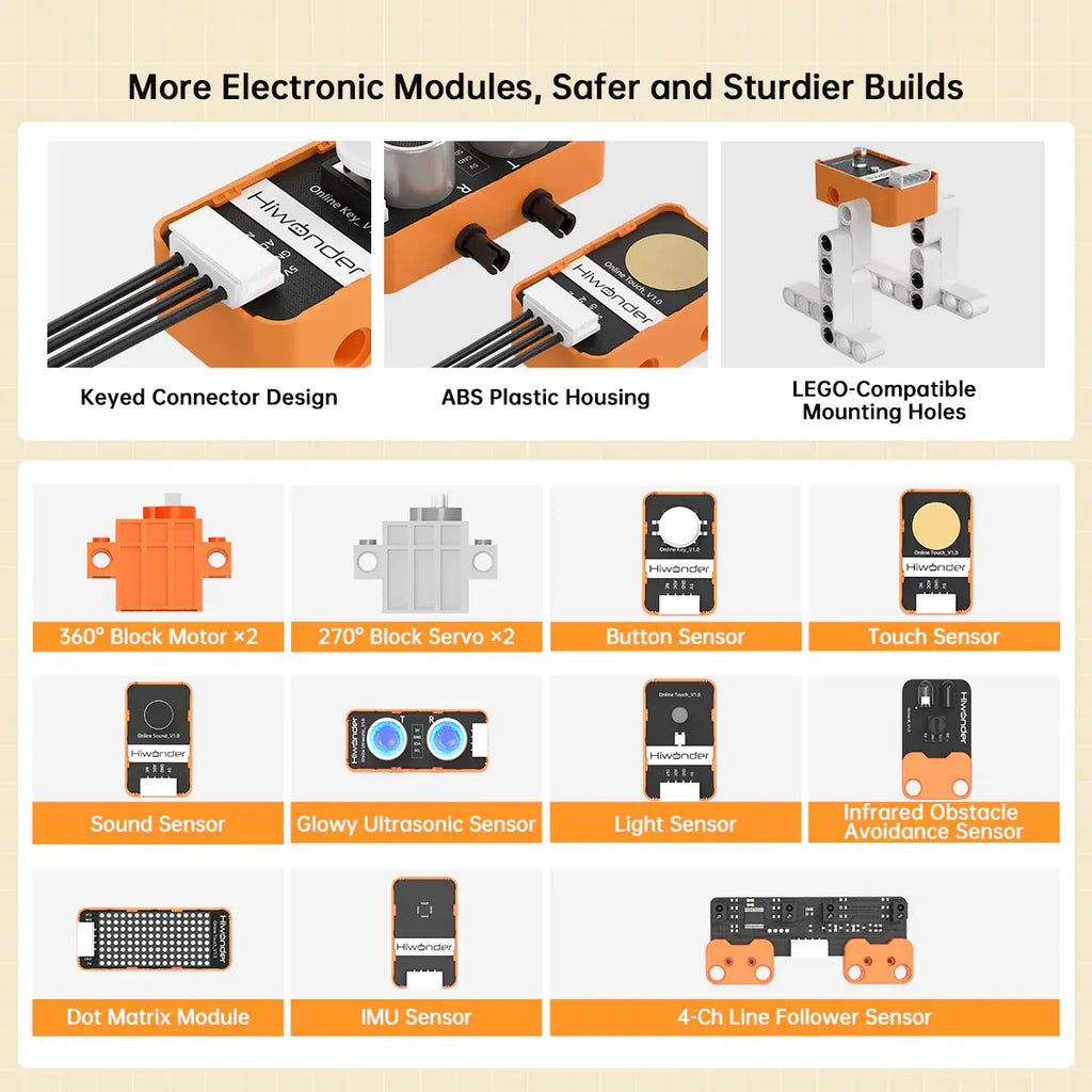 Hiwonder DaDablock Programmable Building Block Kit Powered by ESP32 with Sensor Expansion, LEGO-Compatible, Supports Scratch &amp; Python (Standard Kit)