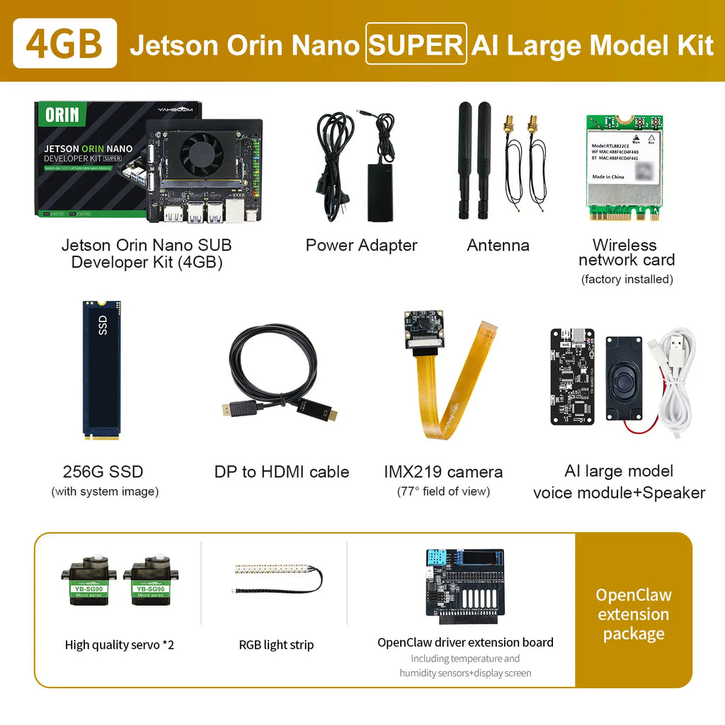Jetson Orin Nano  SUPER Development Board 4GB RAM based on NVIDIA Core Module for AI Deep Learning-OpenClaw Kit
