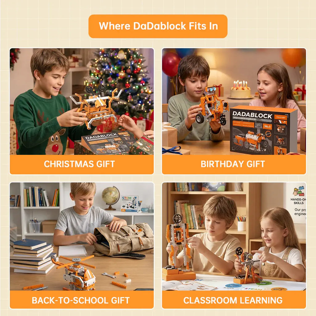 Hiwonder DaDablock Programmable Building Block Kit Powered by ESP32 with Sensor Expansion, LEGO-Compatible, Supports Scratch &amp; Python (Advanced Kit)