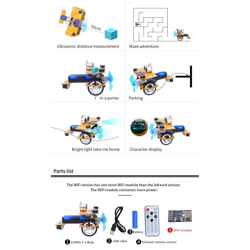 XiaoR GEEK CAMEL F.1 Mixly, Scratch Programmable WiFi Robot Arduino STEAM Education for Kids Students
