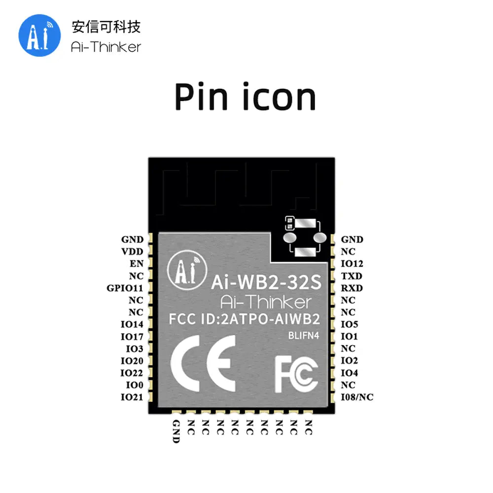 Ai-Thinker WiFi Bluetooth BLE two-in-one Module Ai-WB2-32S On-board Antenna Compatible with ESP32-S
