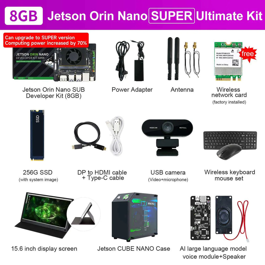 Jetson Orin NANO SUPER Developer Kit SUB with 8GB RAM Based On NVIDIA Core Module for AI Deep Learning(Ultimate Kit)