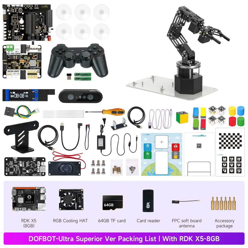 Yahboom DOFBOT Ultra AI Large Language Model 3D Depth Vision Robotic Arm-Superior Version With RDK X5-8GB board