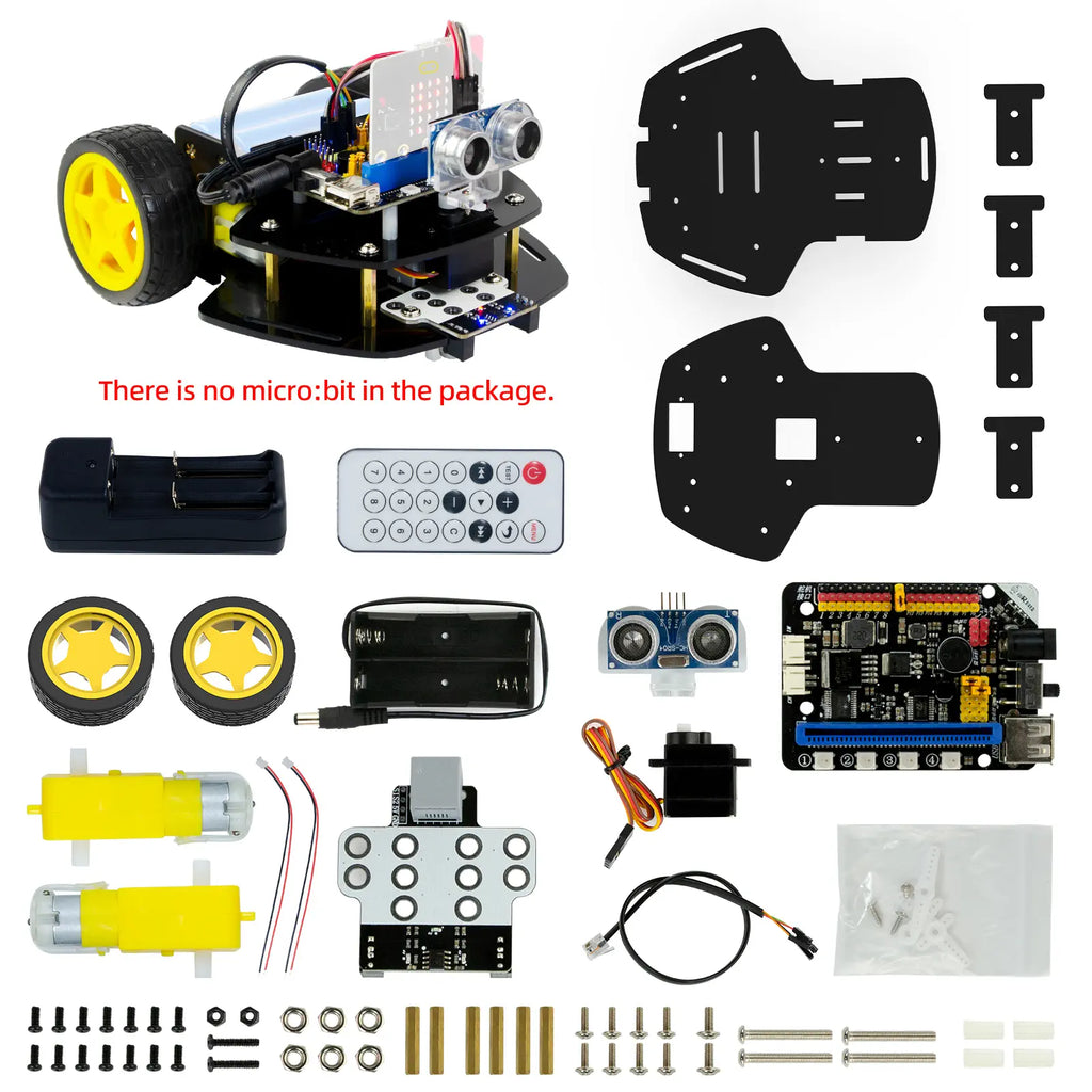 2WD Robot Car Kit for Micro:bit V2 and V1.5(Not Contained), Graphical Makecode Coding Car with Ultrasonic Sensor, DIY Programmable Car for Adults Teens STEM Education Project