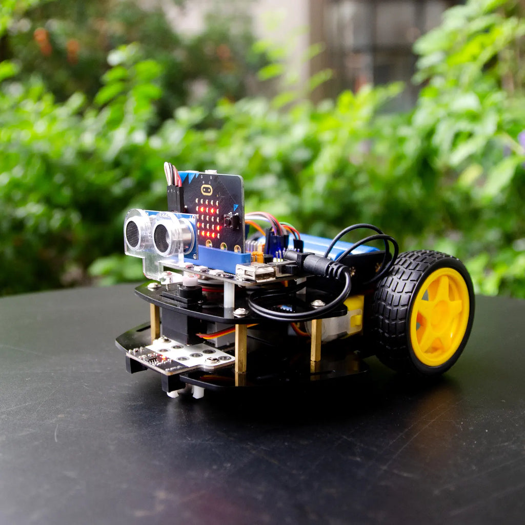 2WD Robot Car Kit for Micro:bit V2 and V1.5(Not Contained), Graphical Makecode Coding Car with Ultrasonic Sensor, DIY Programmable Car for Adults Teens STEM Education Project