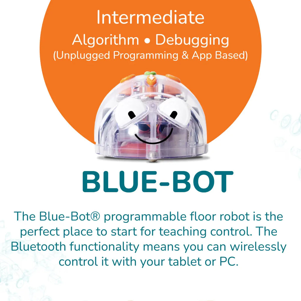18 Blue-Bot Bluetooth Programmable Floor Robot Bundle with 3 Docking Stations w/ USB Cable - STEM Education Coding Toy Robots for Children 3+ years