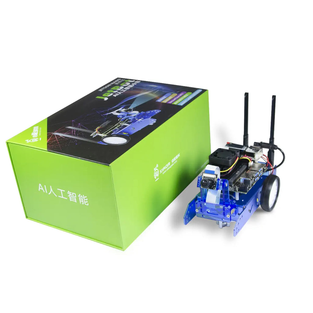 Jetbot AI Robot Car Kit – NVIDIA Jetson Nano Powered | Object Detection, Face Recognition, Autonomous Driving &amp; Deep Learning | Python &amp; JupyterLab (Blue, With Jetson nano)